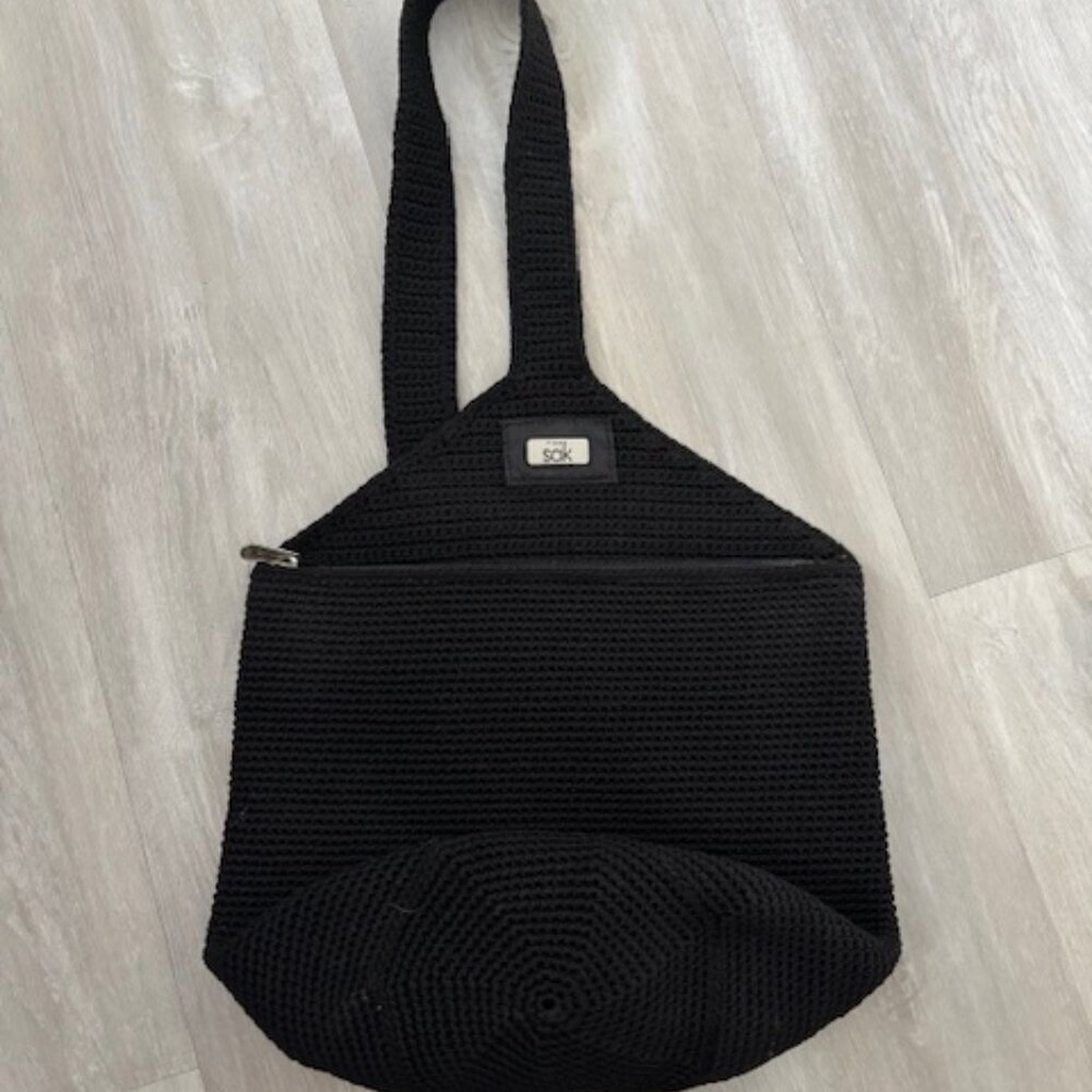 THE SAK Orignal Crochet Over Shoulder SlingBack Bag Black